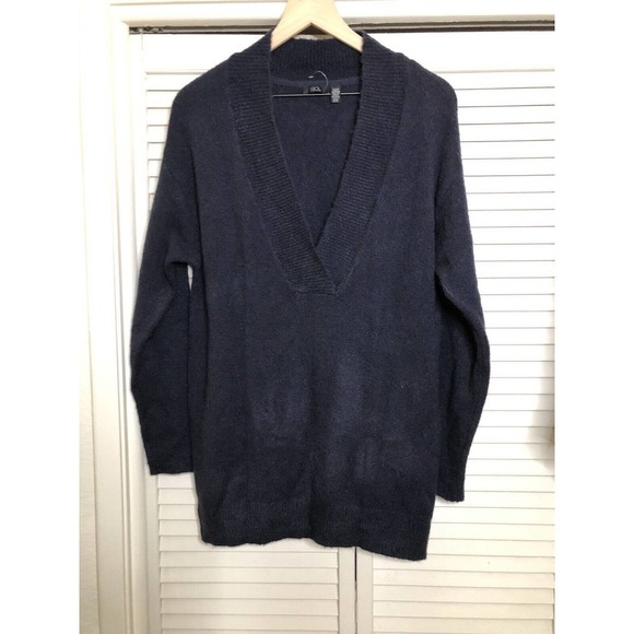 RDI Sweater Womens Size Small V-Neck Pullover Solid Navy Knit Soft - Picture 1 of 5
